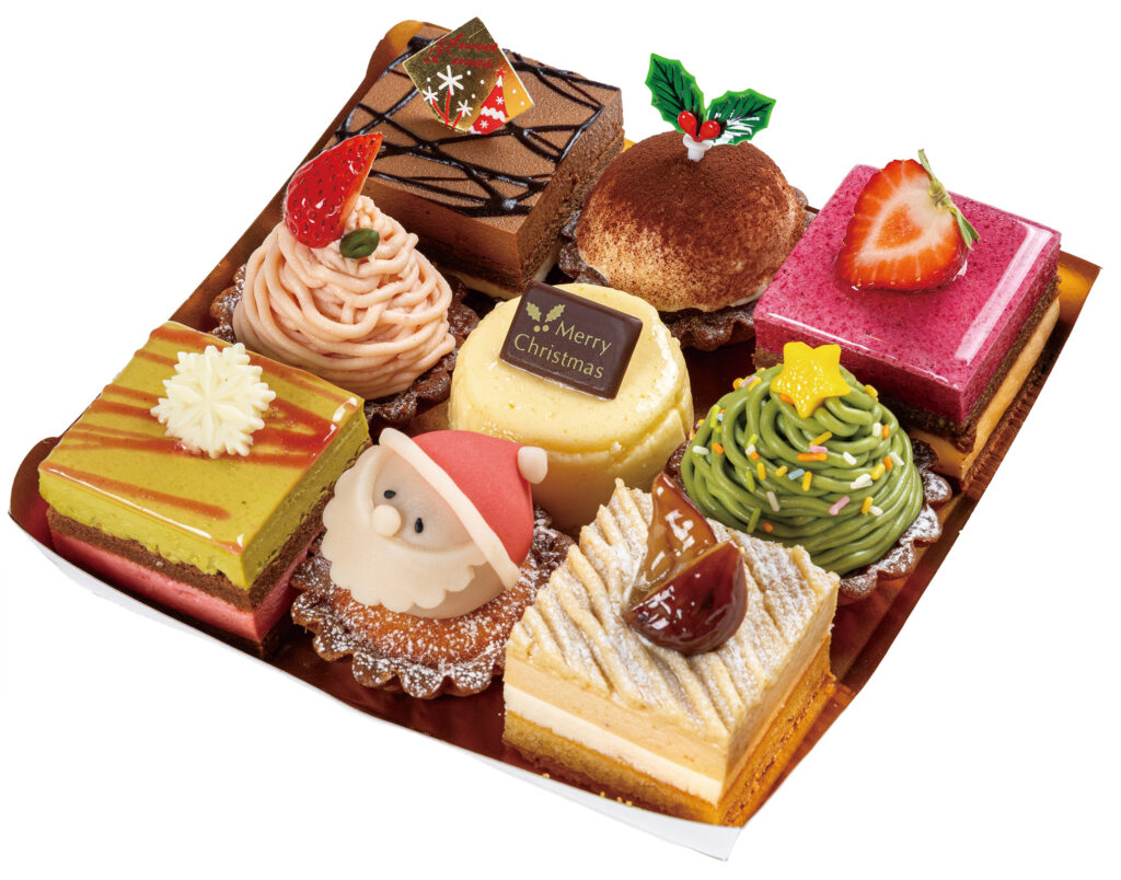 ☆☆☆デギュスタシオン~彩sweets~☆☆☆
テイスティング”を意味するデギュスタシオン。彩り豊かなsweetsを一口ずつお楽しみ頂ける、Xmas限定のプティフールボックスです。(モンブラン・カシス・上生菓子・ラズベリ-ピスタチオ・抹茶・バスクチーズ・ストロベリ-・ショコラ・テラミス)